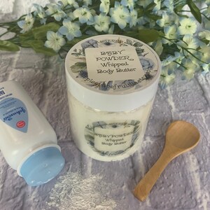 BABY POWDER BODY Butter, Whipped Body Butter, Baby Powder scent, Soft fragrance, Baby powder moisturizer, Baby powder fragrance, 3 oz.