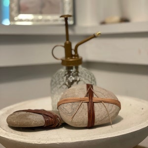 Leather and organics Zen Wrapped Rocks