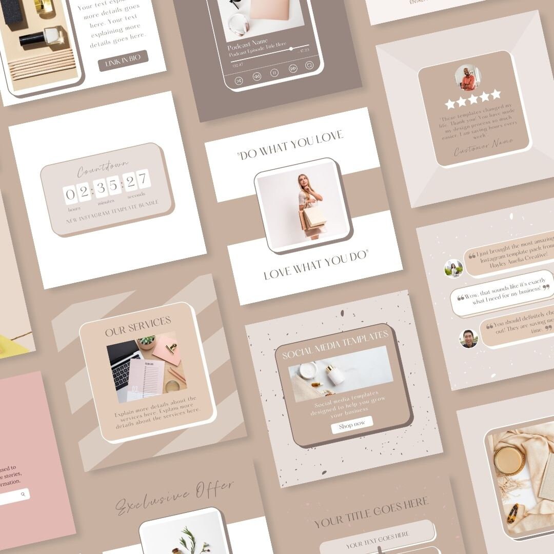 100 Neutral Aesthetic CANVA Instagram Post Templates - Etsy