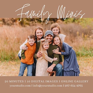 CANVA Family Mini Session Template, Photography Marketing Template Canva, Family Mini Session Template, Photography Advertising