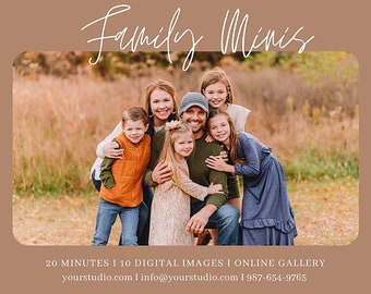 CANVA Family Mini Session Template, Photography Marketing Template Canva, Family Mini Session Template, Photography Advertising