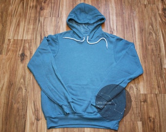 Mockup I Bella Canvas 3719 I Heather Deep Teal I Flat Lay Design I Adult Unisex I Sponge Fleece Pullover Hoodie Sweatshirt