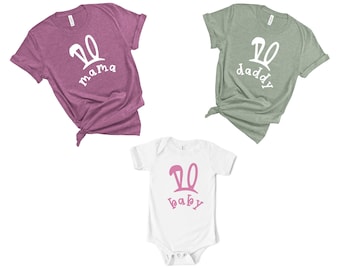 Mama, Daddy, Baby Bunny Designs for T-shirts I Easter Tees I Matching Family Shirts