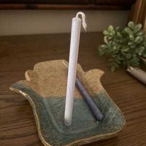 Hamsa plate Shabbat candle holder handmade Judaica