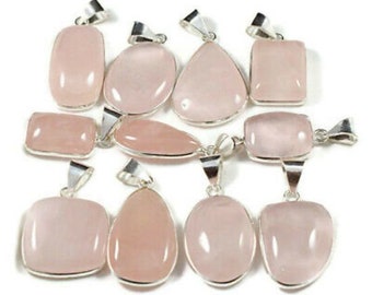 Rose Quartz Gemstone Pendant Wholesale Lot Pendant, Gift For Her, Pendant Wholesale Lot Bulk Ordes Handmade Pendant Jewelry Vintage Jewelry,