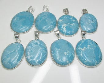 Larimar Gemstone Pendant Wholesale Lot Pendant, 925 Sterling Silver Plated Pendant Handmade Jewelry, Vintage Jewelry,