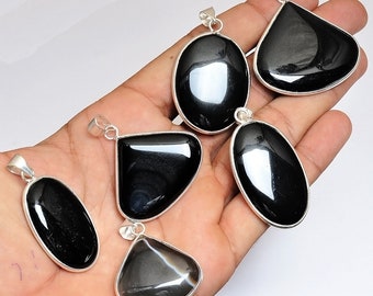 Black Onyx Gemstone Pendant Wholesale Lot Pendant, Assorted Jewelry Pendant Handmade Jewelry, Vintage Jewelry,