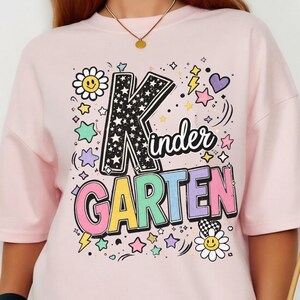 Kindergarten Teacher Shirt, Floral Kindergarten Shirt, Youth Kinder Crew, Flower Kinder Garten Teacher Back to School, Pre-K Teacher 1st Day