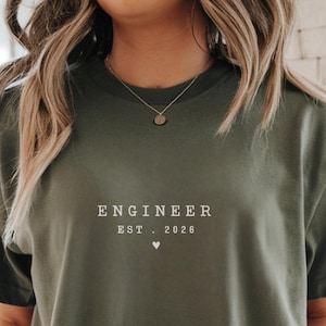 Comfort Colors® Custom Engineer Shirt With EST Year, Civil Engineer Graduation Gift, Personalized Gift for Computer Engineering Student Team