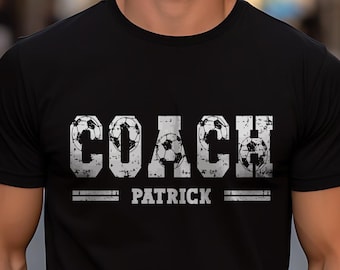 Custom Name Soccer Coach Shirt, Personalized Soccer Practice Sweater, Personalize Gift For Soccer Coach Birthday Gift For Soccer Trainer Tee