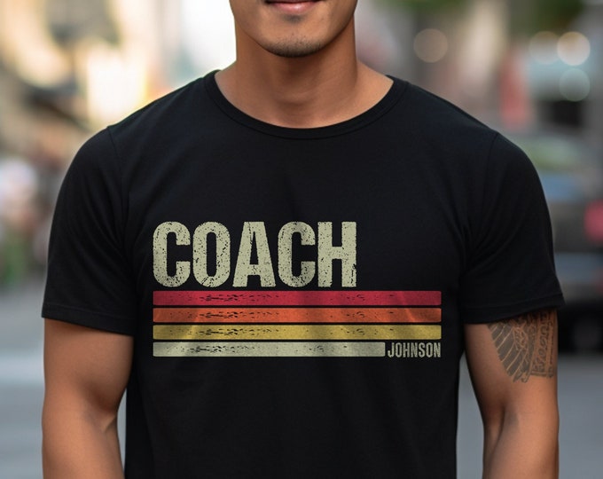 Custom Name Coach Shirt, Dad Personalized Sunset Coach Sweatshirt, Fathers Day Birthday Personalize Gift For Coach Baseball Basketball Gym