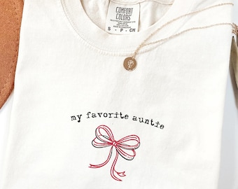 Coquette Valentine Tee: My Favorite Auntie Shirt, Cute Ribbon Valentine's Day Gift For Aunt, Nephew Gift For Aunt Women Tee, Gift From Niece