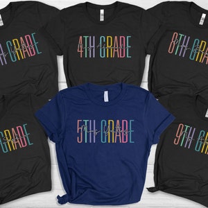 Custom Name 6th Grade Shirt, School 7th Grade Personalized Gift, Middle School Counselor Custom 8th Grade Teacher Tee, 9th Grade Team TShirt