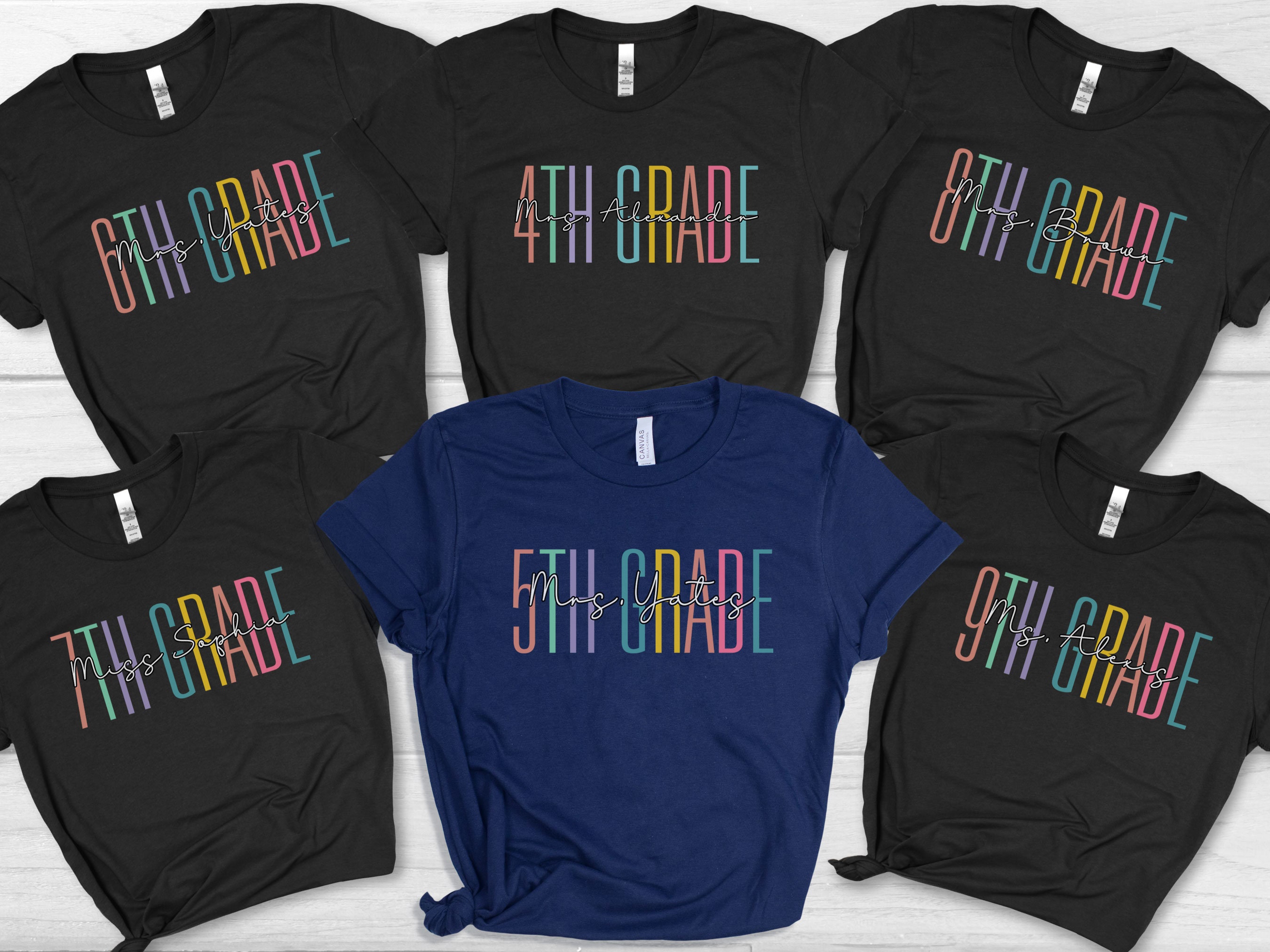 Custom Name 6th Grade Shirt, School 7th Grade Personalized Gift, Middle School Counselor Custom 8th Grade Teacher Tee, 9th Grade Team TShirt