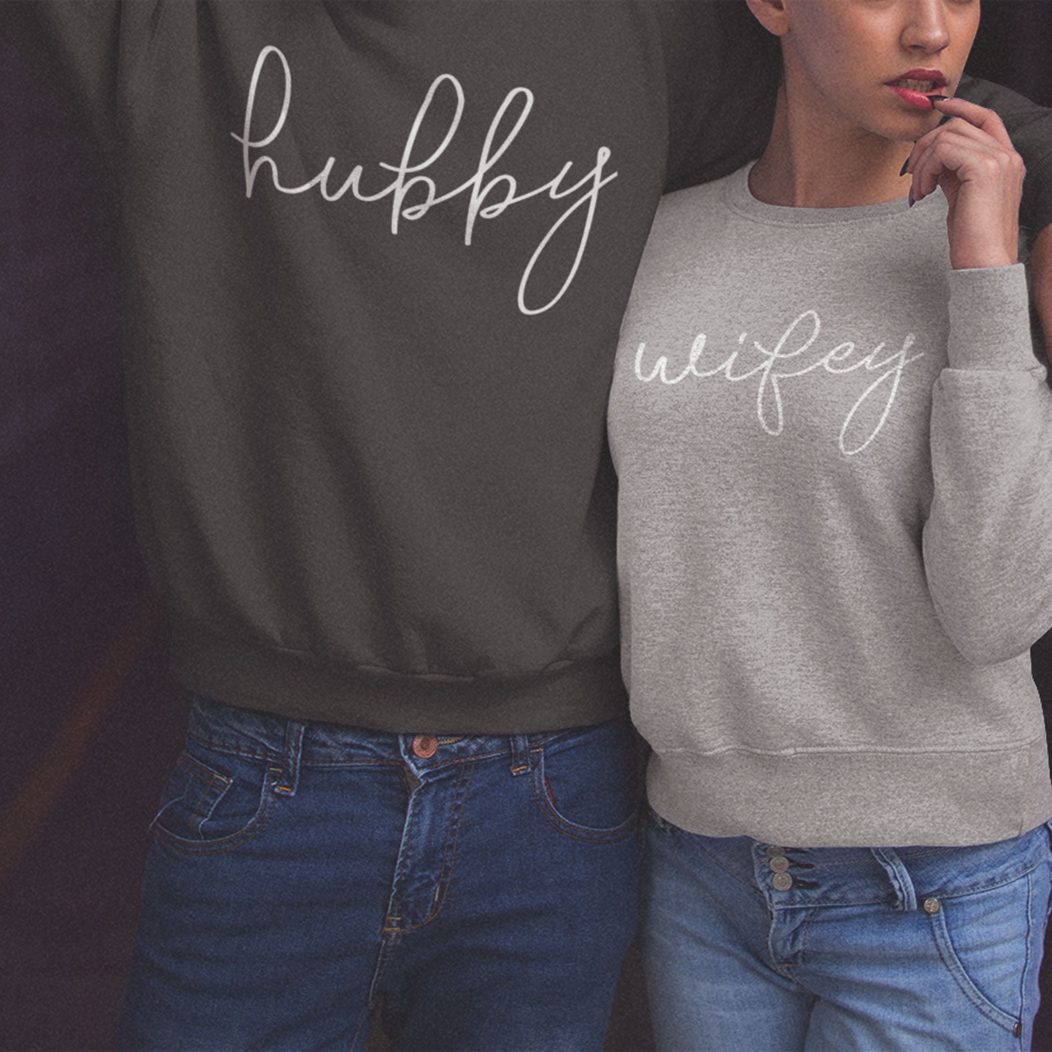 Hubby Wifey Matching Sweatshirt Newly Wed Sweater Cozy Etsy