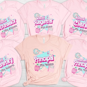 Registrar Shirt, Retro Secretary Era T-Shirt, 90s Shirt, Team 90s Personalize Principal Shirt, Cute Pink Shirts Custom School Staff Gift Tee