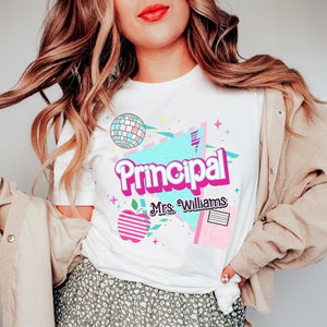 Custom Principal Shirt, Pink School Assistant Principal Shirt, Colorful Teacher 90s Elementary Tees, Back To School Gift for Teachers Team