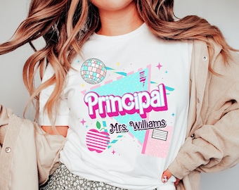 Custom Principal Shirt, Pink School Assistant Principal Shirt, Colorful Teacher 90s Elementary Tees, Back To School Gift for Teachers Team