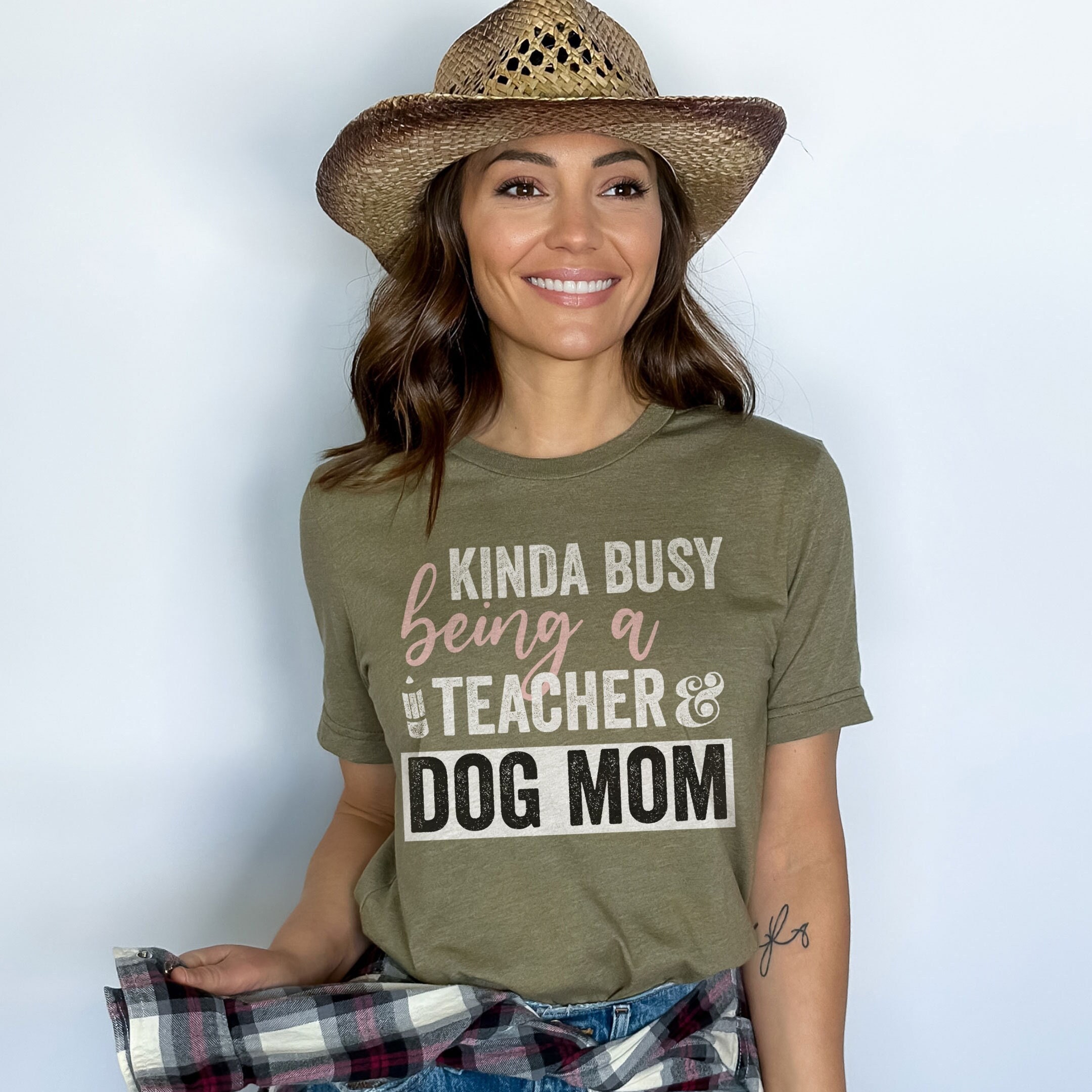 Kinda Busy Being A Teacher and Dog Mom Shirt, Teacher Tee, Teacher With ...