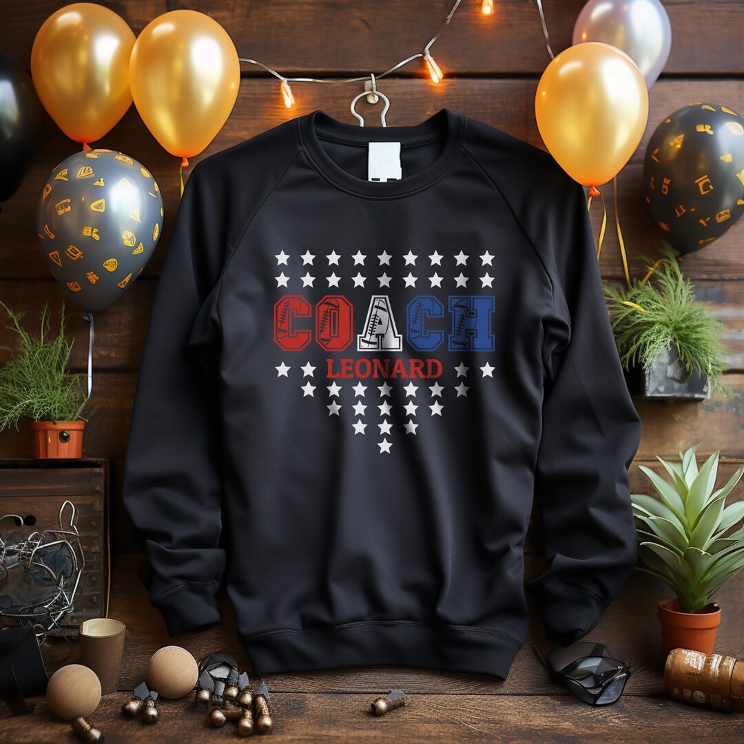 Custom Name Football Coach Shirt, USA Flag Personalized Coach