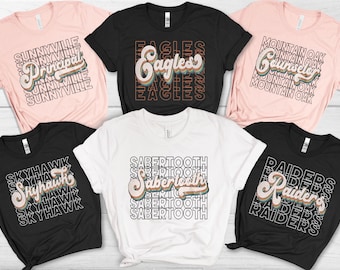 Custom Mascot Shirt, Custom School Shirt, Retro School Team Shirt, Team Mascot, School Spirit, Personalized Teacher Tee, School Name Group T