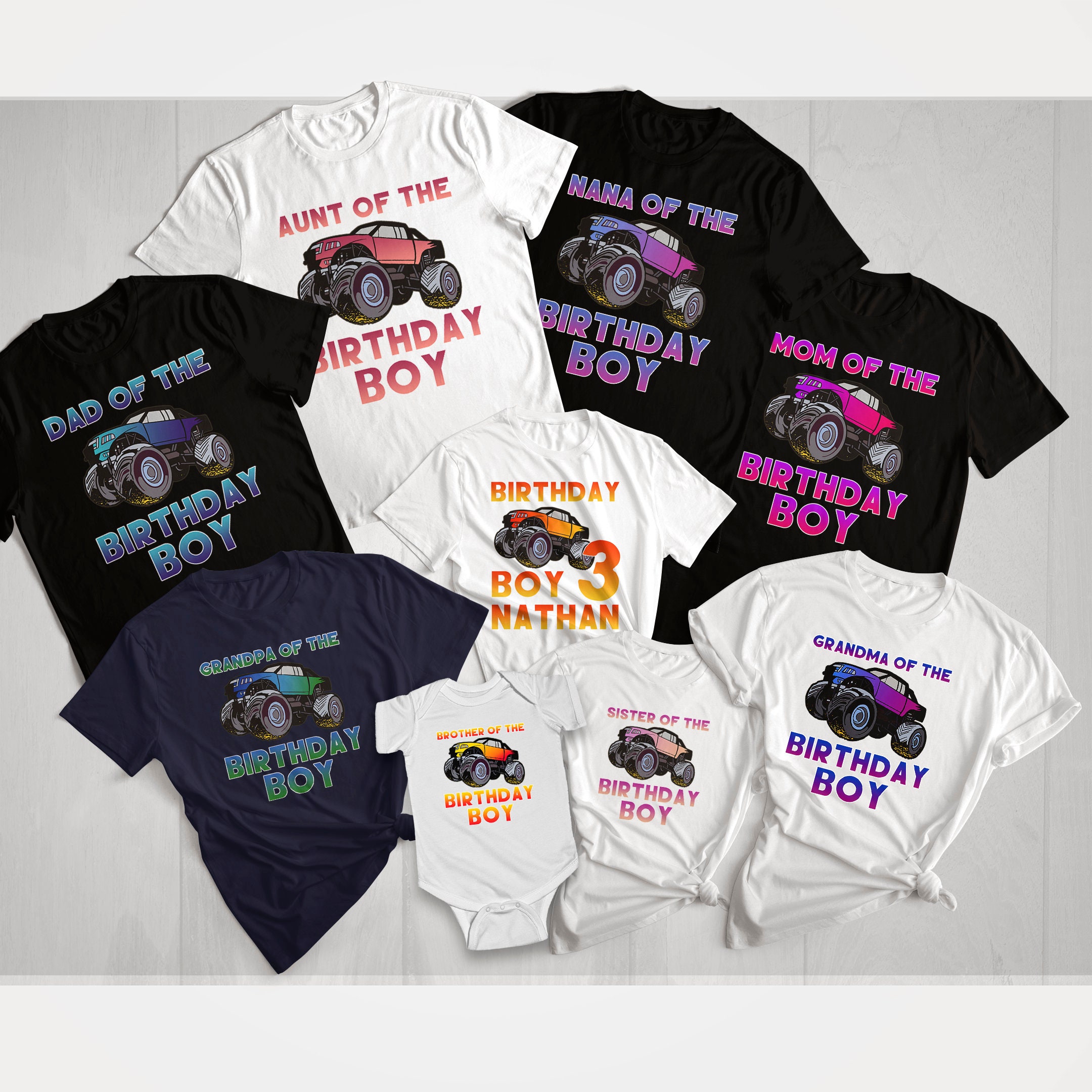 Monster Truck Family Birthday Shirts 