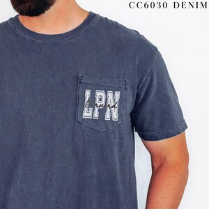 Comfort Colors® Custom LPN Nurse Custom Pocket Shirt, Custom LVN Nurse Name Pocket Tee, RN Graduation Gift, Personalized Nurse Male Shirt