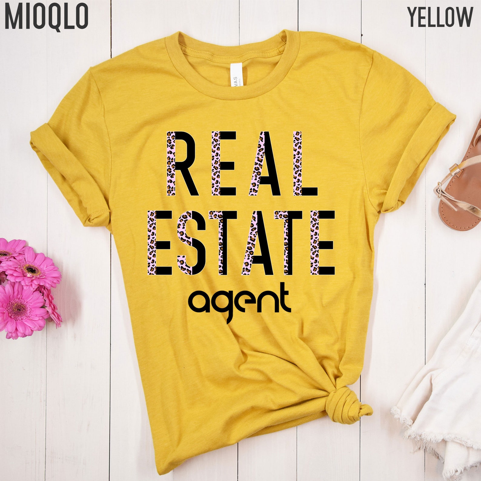 Real Estate Shirt Leopard Real Estate Shirt Pink Leopard Etsy