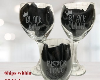 Set of three etched wine glasses, stemless wine glass, stemmed wine glass, custom wine glass set, stemless wine glasses, wine lovers set