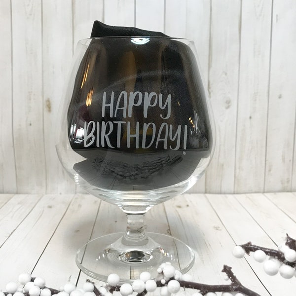 Personalized cognac glass, etched bourbon glass, custom gift for him, engraved brandy glass, gift for husband, gift for groom, monogram