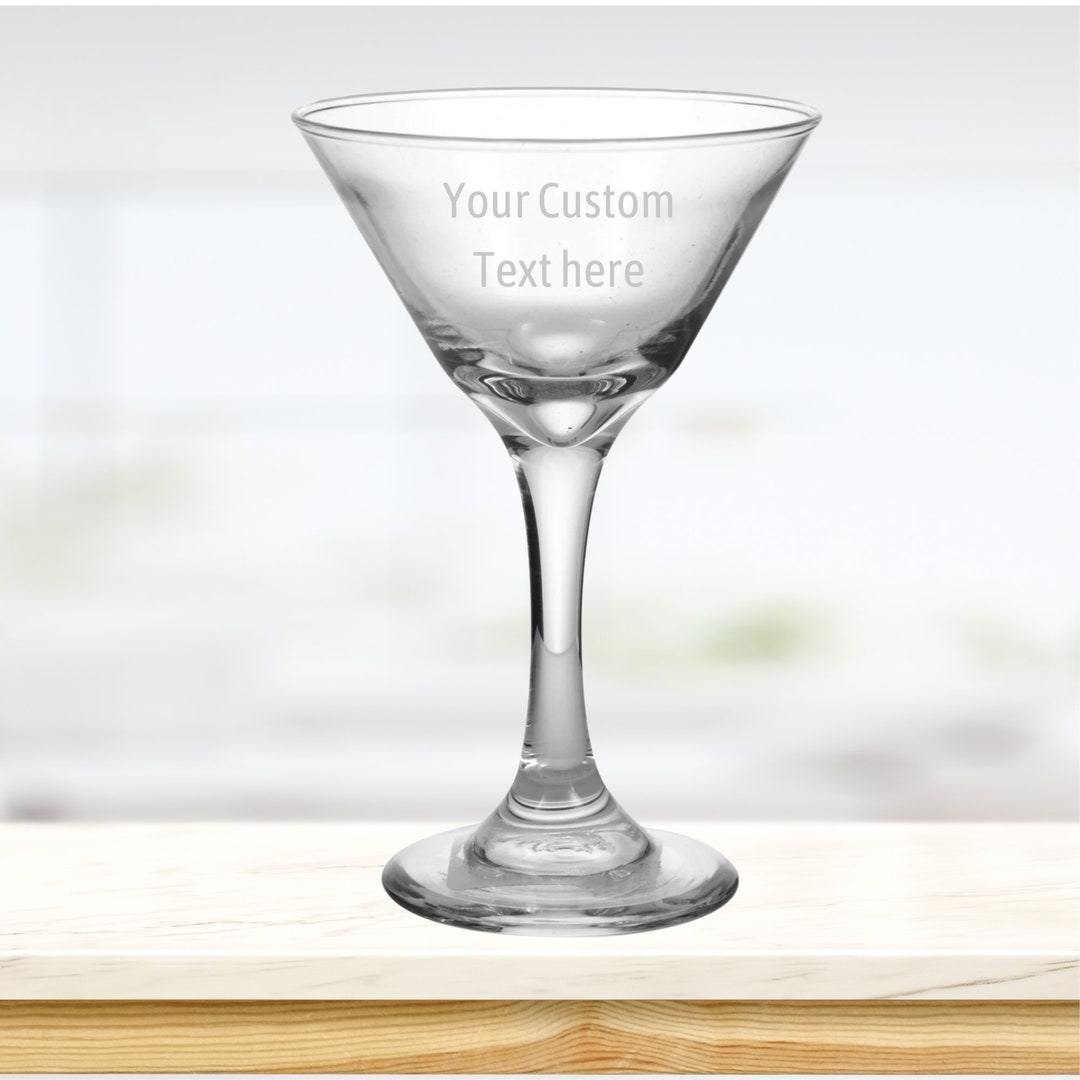 Personalized Etched Martini Glass, Custom Martini Glass, Bridal Shower