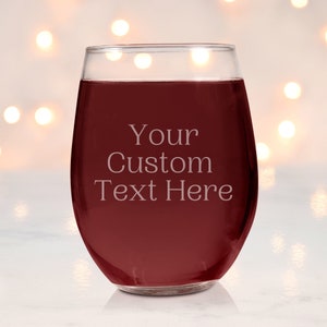Etched Wine Glass personalized, stemless wine glass custom, Present for Groom, Gift for Engagement, wine glass gift