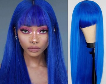 blue wig no bangs