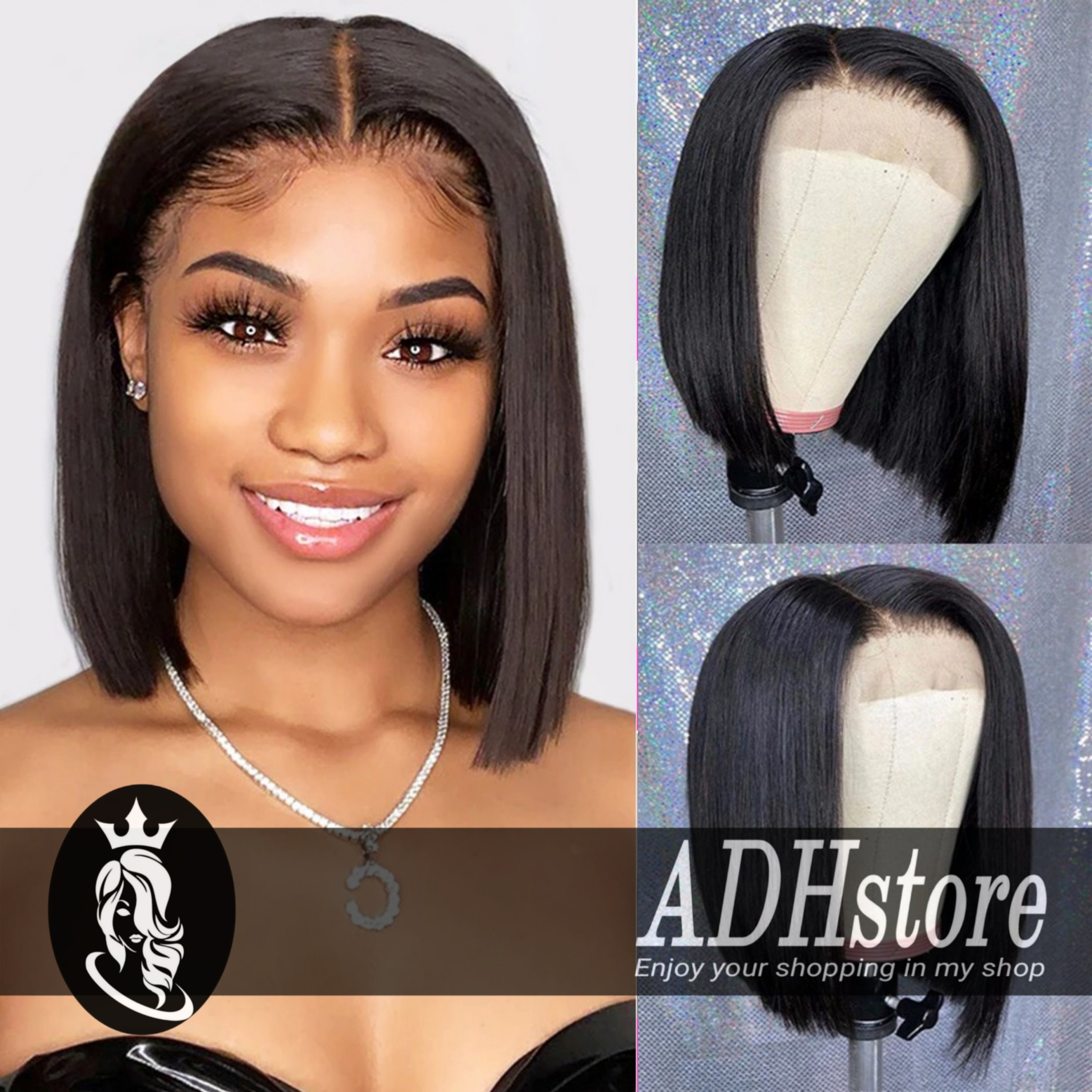 Short Bob Straight 13X4 Lace Front Closure Wigs Preplucked - Etsy Short Bob Straight 13X4 Lace Front Closure Wigs Preplucked - Etsy