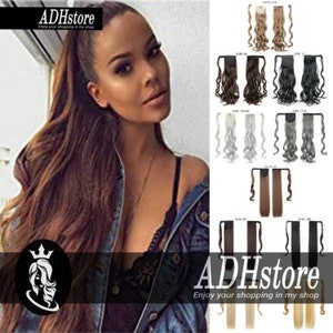 Straight Long Ponytail Wrap Around Ponytail Clip in Hair Extensions Natural Hairpiece Headwear Synthetic Hair