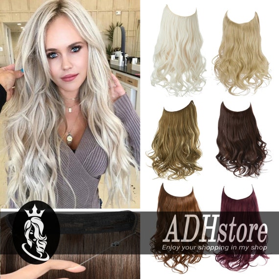 Synthetic Natural No Clips Invisible Wire Hair Extension Artificial  Hairpiece Long Straight False Hair Piece Blonde For Women