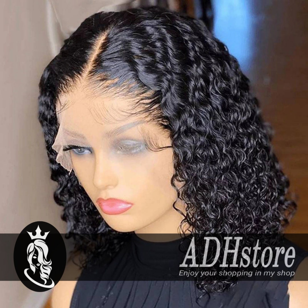 Deep Wave Bob Wig Lace Front Human Hair Wigs Natural Hairline Etsy 日本