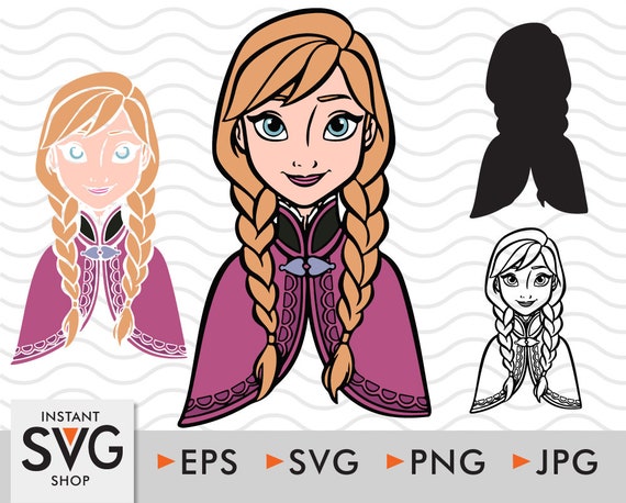 Anna SVG PNG Frozen Disney Princess Layered Cut file Outline | Etsy