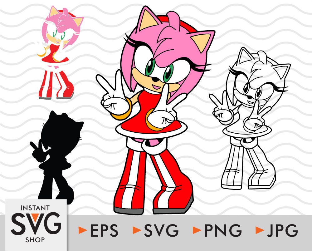 Amy Rose Svg, Amy Rose The Hedgehog Svg, Sonic Svg, Cartoon Svg, Dxf, Png,  Jpeg, Pdf Digital file