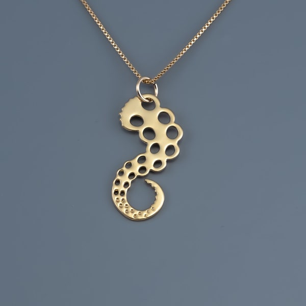 Octopus Tentacle Necklace, Golden Octopus, Minimalist Pendant Jewelery