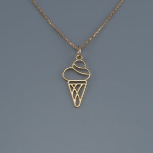 Eistüte Halskette, goldene Eistüte, Minimalist Anhänger Schmuck