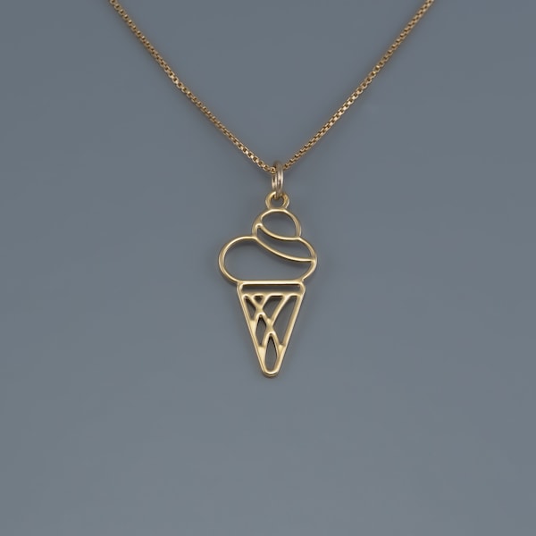 Collier de cône de crème glacée, cône de crème glacée doré, bijoux pendentif minimaliste