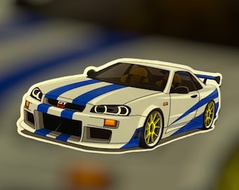 Nissan Skyline R34 GTR stansad klistermärke