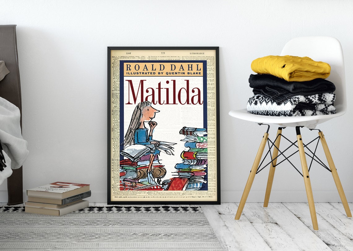 Printable Book Cover of Matilda by Roald Dahl Literary Poster