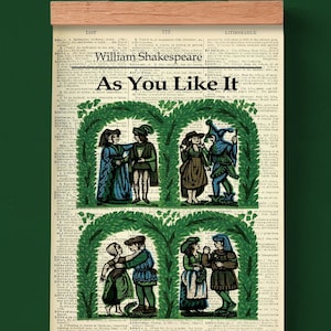 As you like It by Shakespeare, Printable Poster, Classroom Library Wall Art, Book Cover Print, English Literature, Dictionary Art