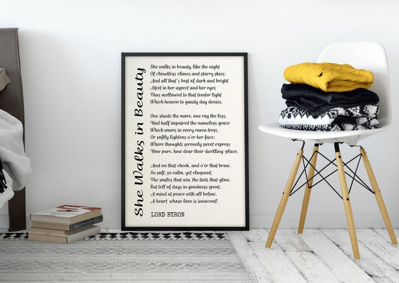 She Walks in Beauty by Lord Byron, Printable Poetry, Poetry Wall Art, Literary Quote Print image 3