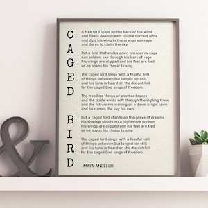 Käfig Vogel von Maya Angelou, druckbare Poesie, Poesie Wandkunst, literarische Zitat Druck