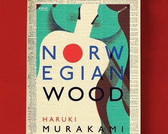 Book Cover of Norwegian Wood by Haruki Murakami, Literary  Poster, Classroom Wall Art, Book Art, Book Cover Print, Japanese Literature