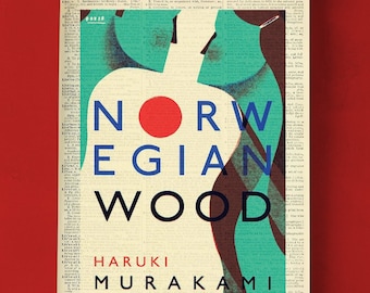 Book Cover of Norwegian Wood by Haruki Murakami, Literary  Poster, Classroom Wall Art, Book Art, Book Cover Print, Japanese Literature