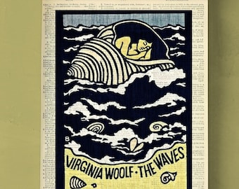 The Waves by Virginia Woolf, Printable Book Cover, Literary Poster, Classroom Wall Art, Book Art, English Literature